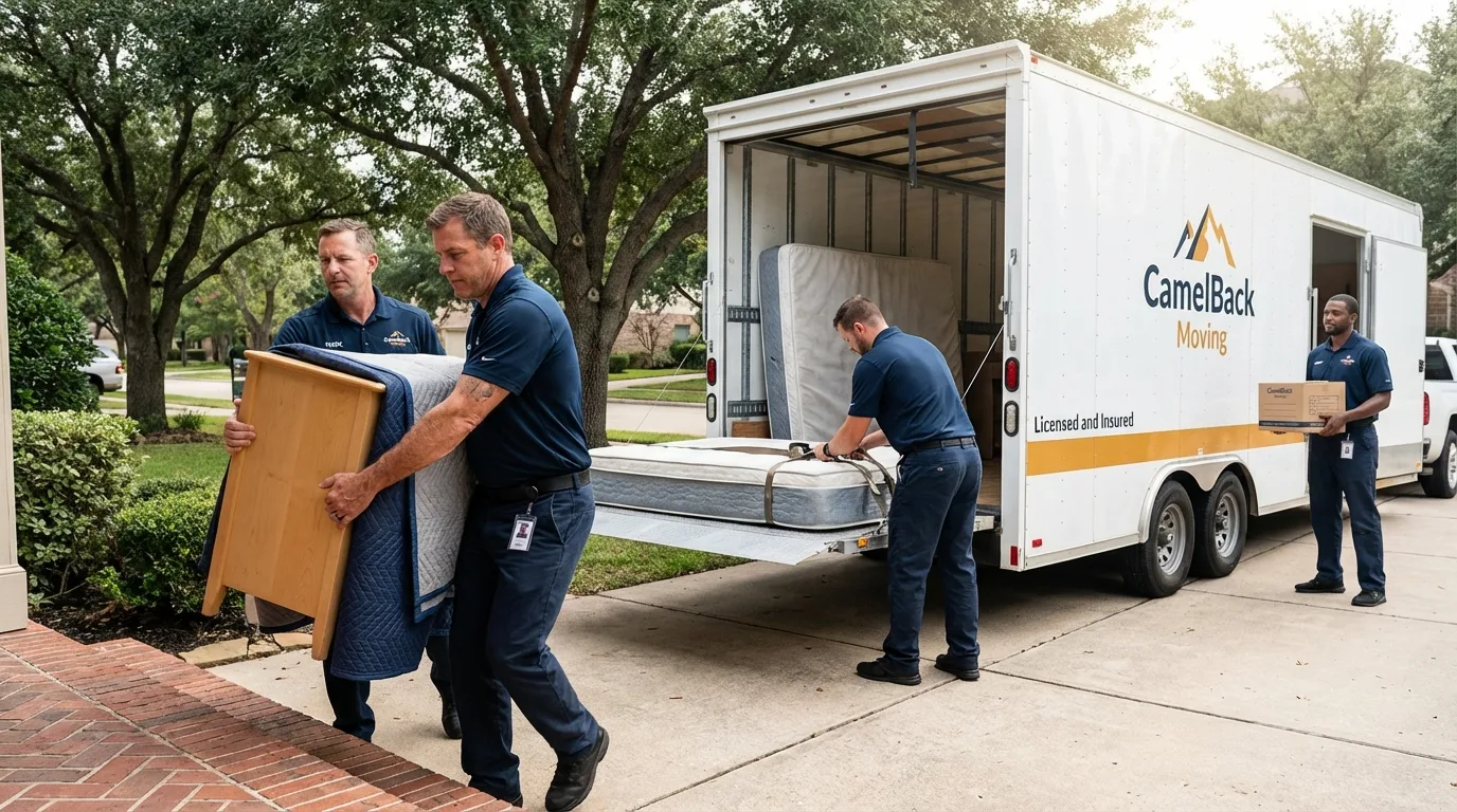 Crew loading residential truck for cross-state move from Atlantic Beach, FL