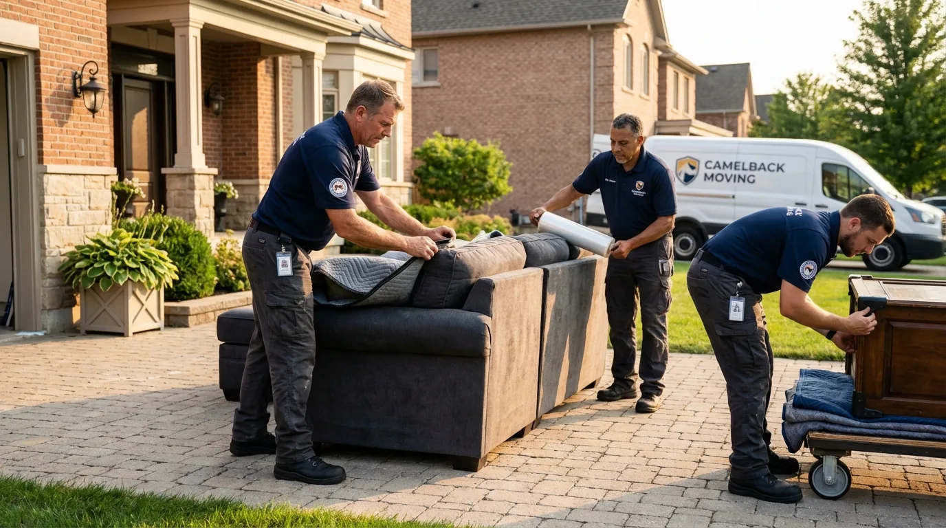 Large estate moving crew wrapping furniture in Atlantic Beach, FL