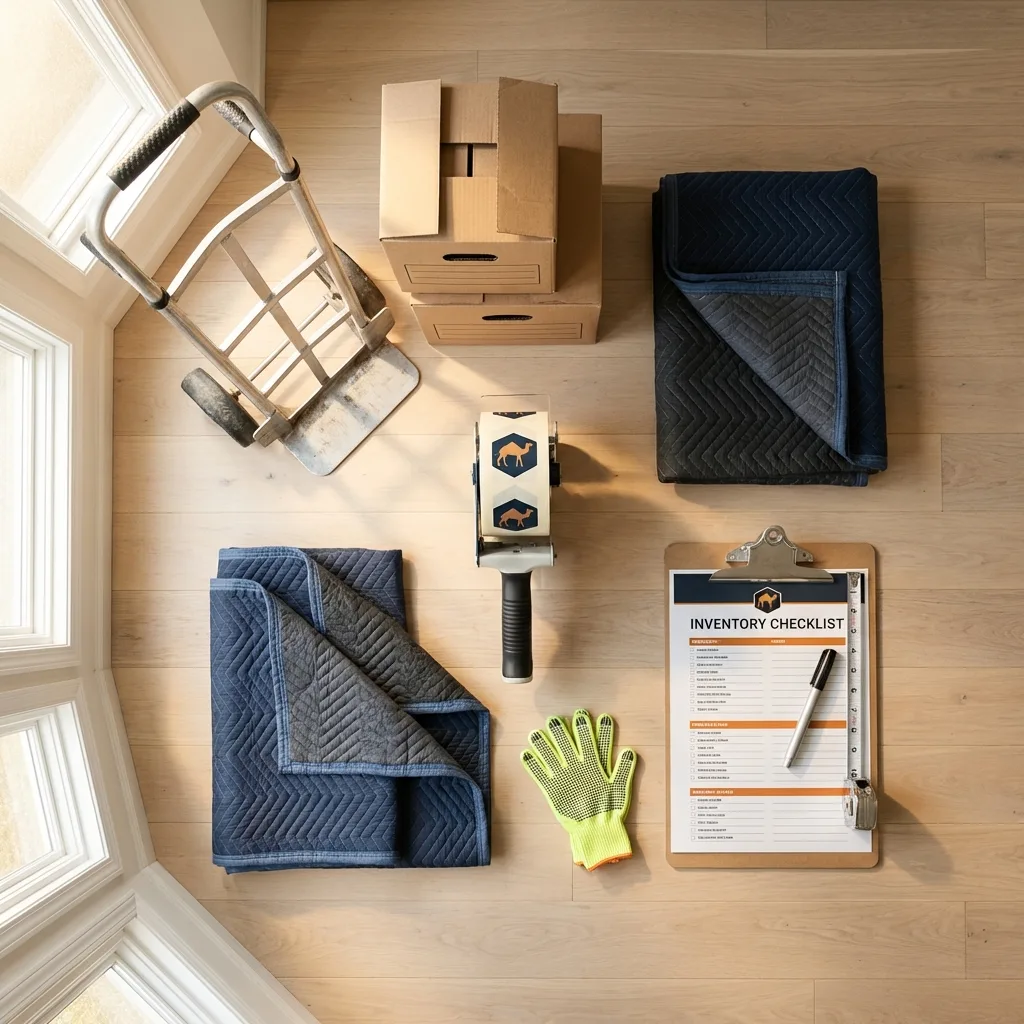 Professional moving supplies and packing materials layout for Atlantic Beach residential relocations